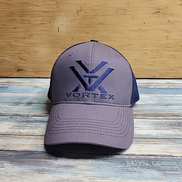 Vortex Trucker Hat Logo Cap Snapback Blue Gray Optics Scope - Picture 1 of 6